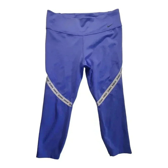 Nike Dri Fit Mid-Rise Size XL Tight Fit Crop Training Pants DD1813-500 Purple - Picture 1 of 16